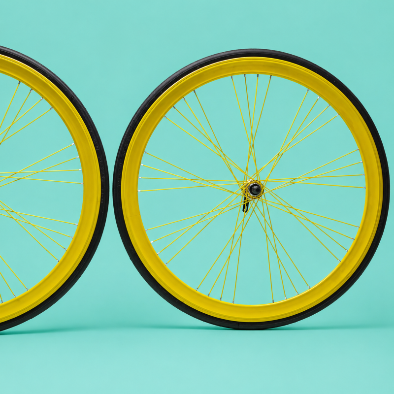 Ruote o cerchi 28 fixed 1v giallo nero Gipiemme contro pedale 40mm personalizzabile complete