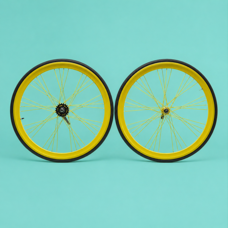 Ruote o cerchi 28 fixed 1v giallo nero Gipiemme contro pedale 40mm personalizzabile complete