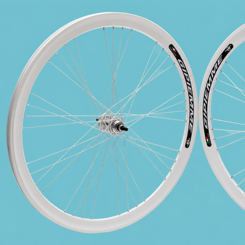 Ruote o cerchi 28x1.3/8-5/8 fixed 1v bianchi Gipiemme 40mm personalizzabile