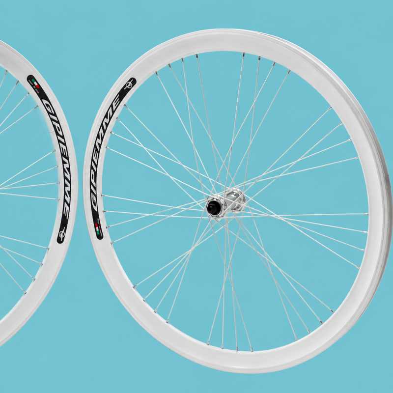 Ruote o cerchi 28x1.3/8-5/8 fixed 1v bianchi Gipiemme 40mm personalizzabile