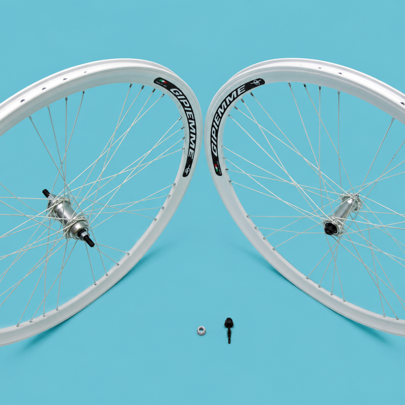 Ruote o cerchi 28x1.3/8-5/8 fixed 1v bianchi Gipiemme 40mm personalizzabile