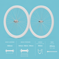 Ruote o cerchi fixed single speed scatto fisso bianche da 40mm alluminio 1v personalizzabile