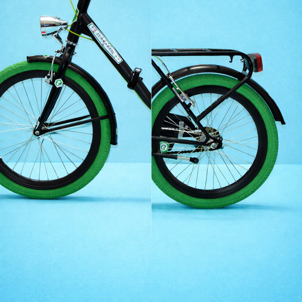 Bici Pieghevole 20" Nero, Verde e Acciaio — Shimano Nexus, Personalizzabile
