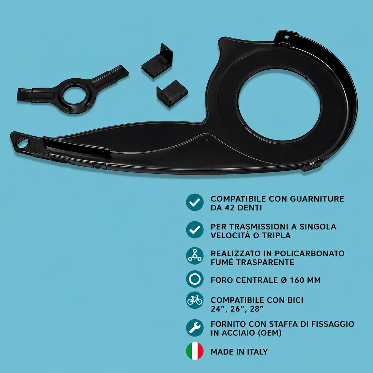 Carter bici bicicletta city bike olanda 42 denti nero