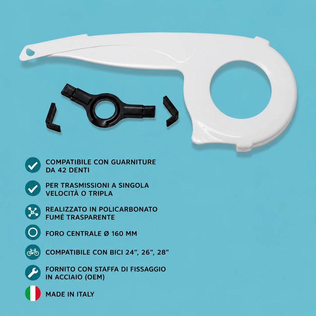 Carter bici bicicletta city bike olanda 42 denti bianco