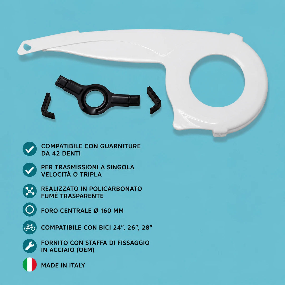 Carter bici bicicletta city bike olanda 42 denti bianco