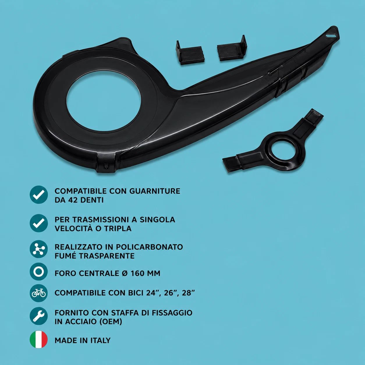 Carter bici bicicletta city bike olanda 42 denti nero