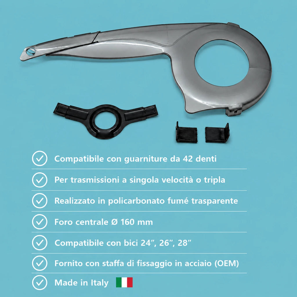 Carter Copricatena Bici City Bike Olanda Cruiser 42 Denti Paracatena Grigio
