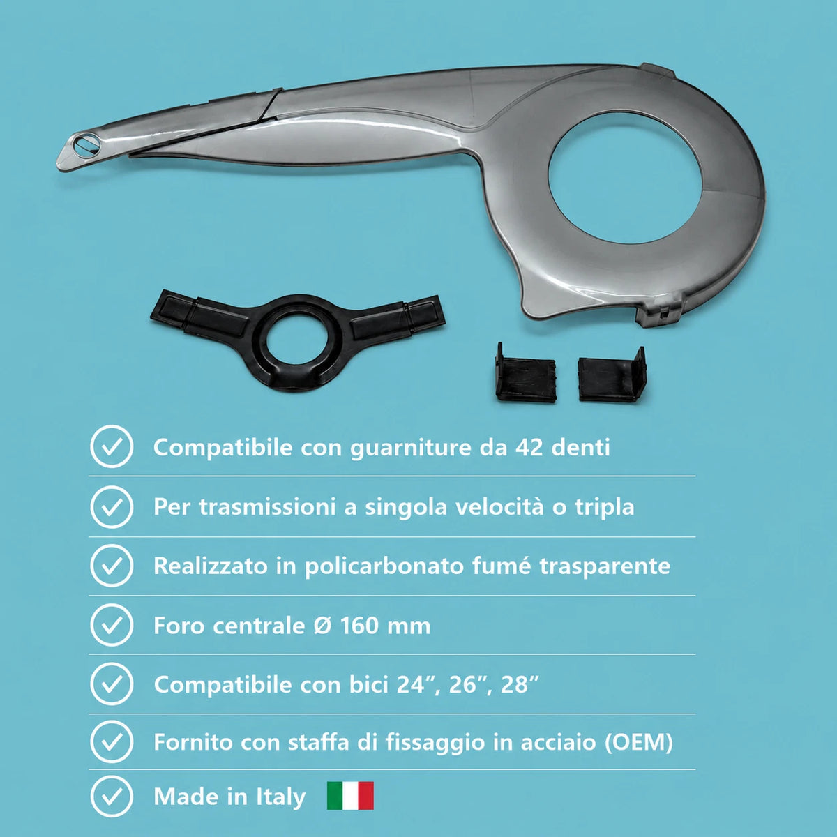 Carter Copricatena Bici City Bike Olanda Cruiser 42 Denti Paracatena Grigio