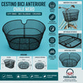 Cestino Bici Anteriore Nero Olanda City Bike Trekking Vintage Metallo Portapacco