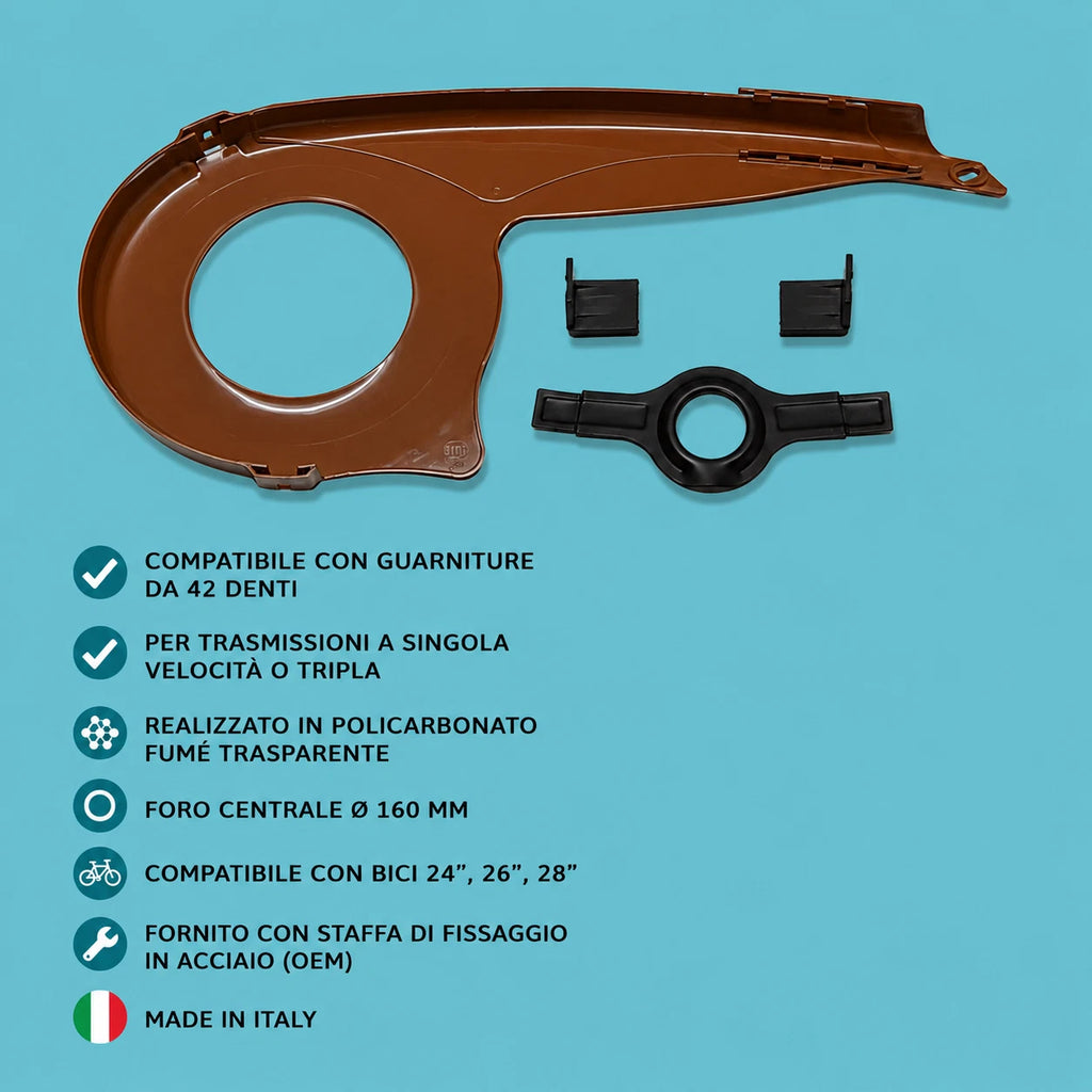 Carter bici bicicletta city bike olanda 42 denti marrone
