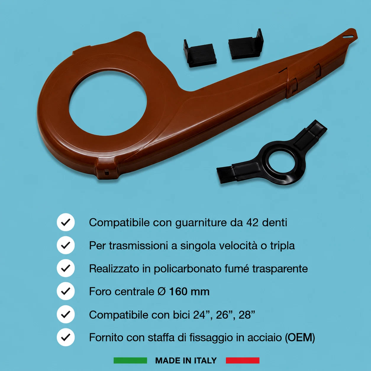 Carter bici bicicletta city bike olanda 42 denti marrone