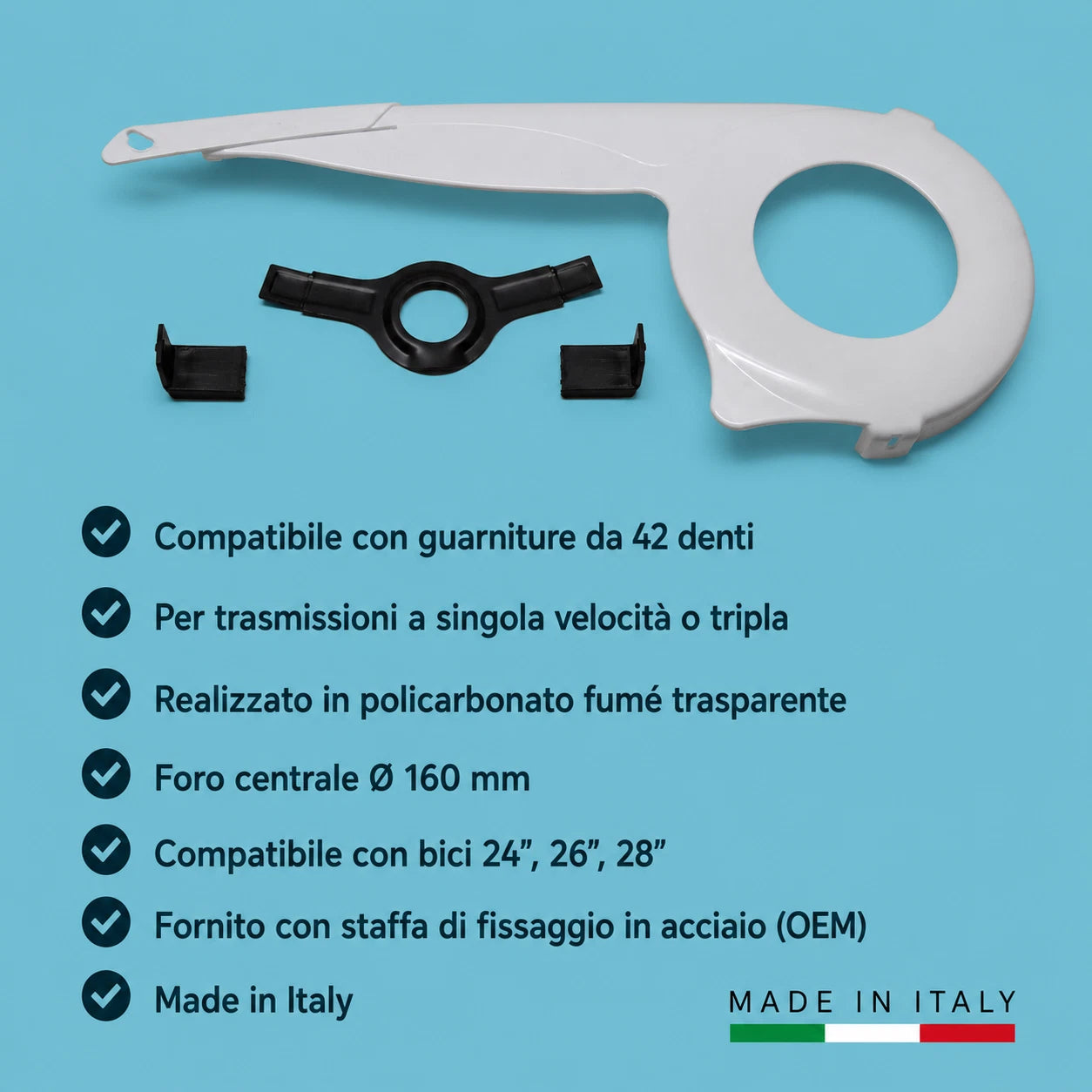Carter bici bicicletta city bike olanda 42 denti bianco