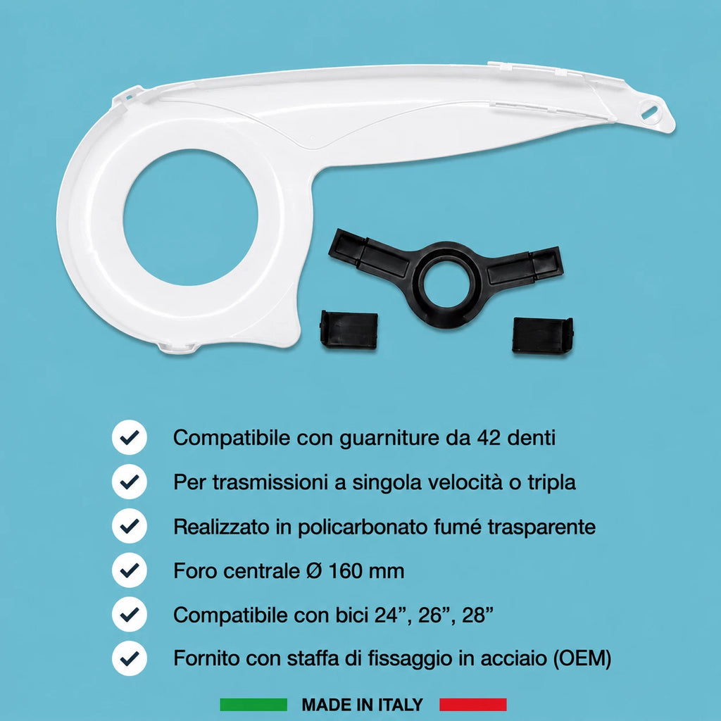 Carter bici bicicletta city bike olanda 42 denti bianco
