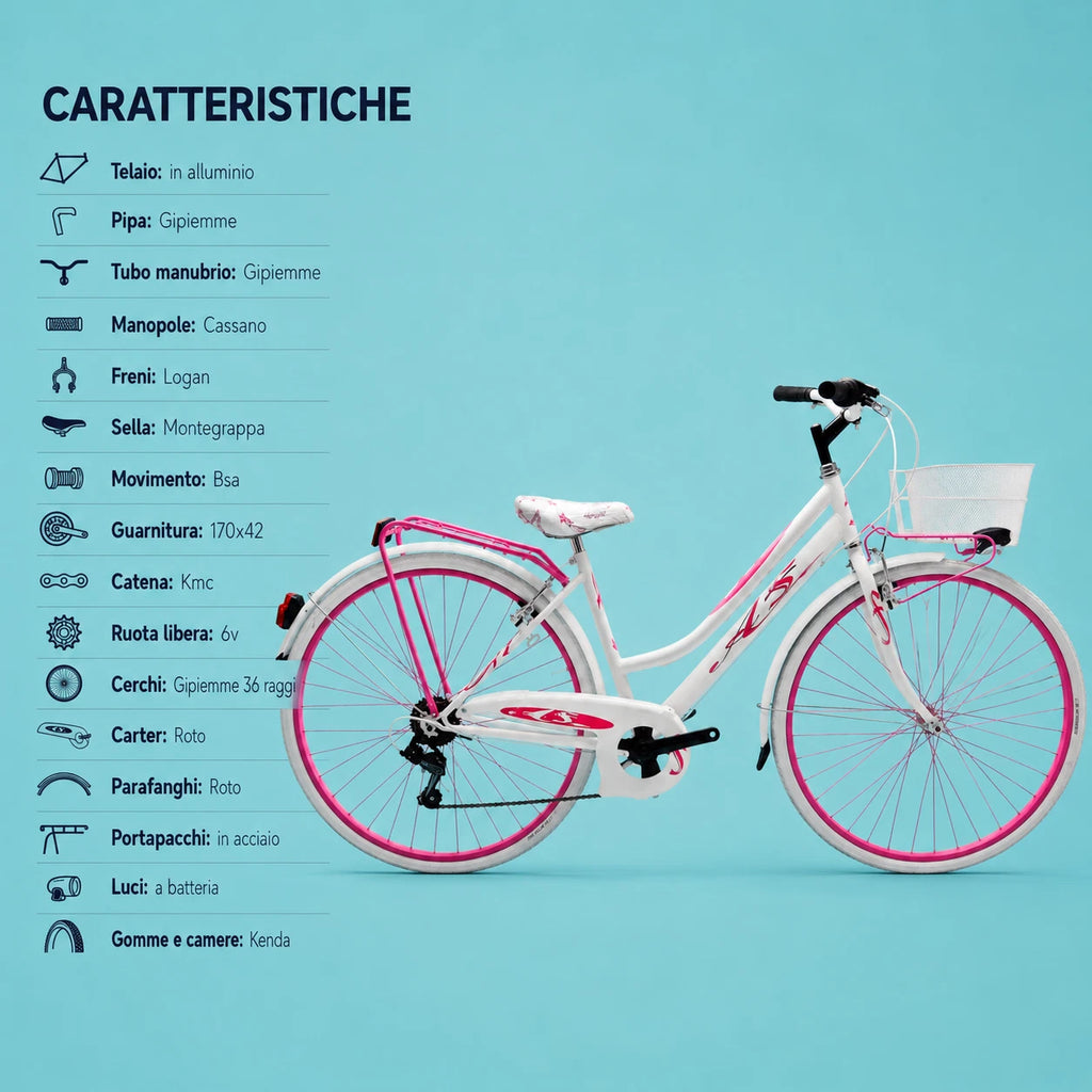Bici Donna 28 City Bike Shimano 6 Velocità – City Bike da Passeggio