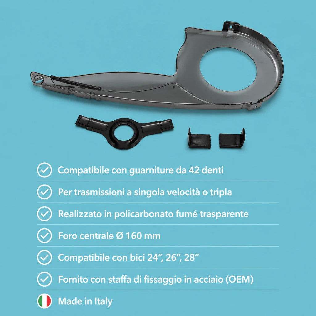 Carter Copricatena Bici City Bike Olanda Cruiser 42 Denti Paracatena Grigio