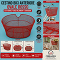 Cestino Bici Anteriore Olanda City Bike Vintage Metallo rosso