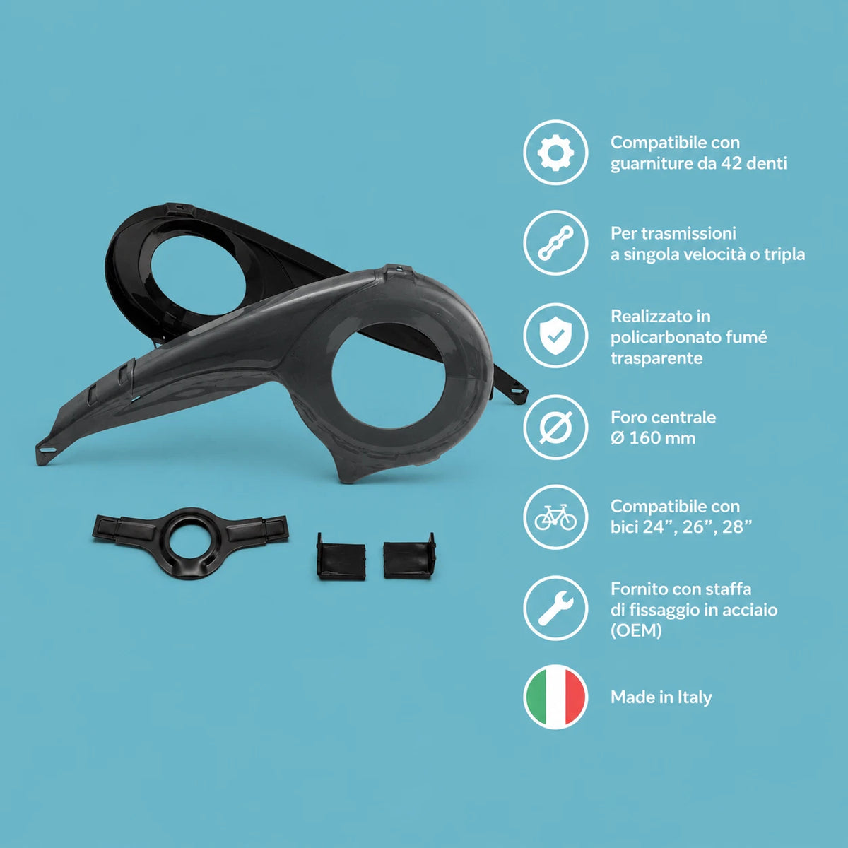 Carter bici bicicletta city bike olanda 42 denti nero